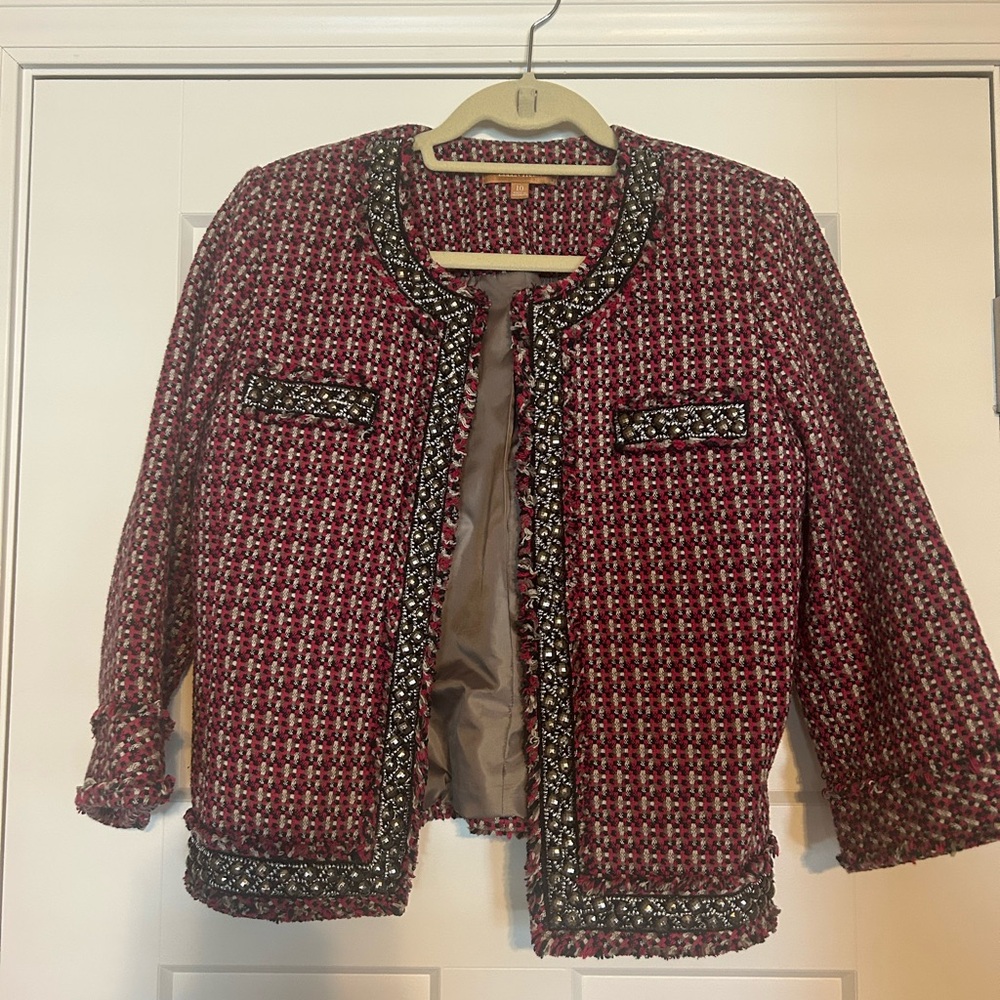 Chic Women's Tweed Jacket - Pink & Black